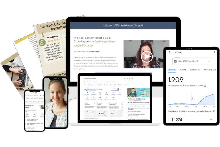 GMB Bootcamp Onlinekurs auf Laptop, Tablet und Smartphone
